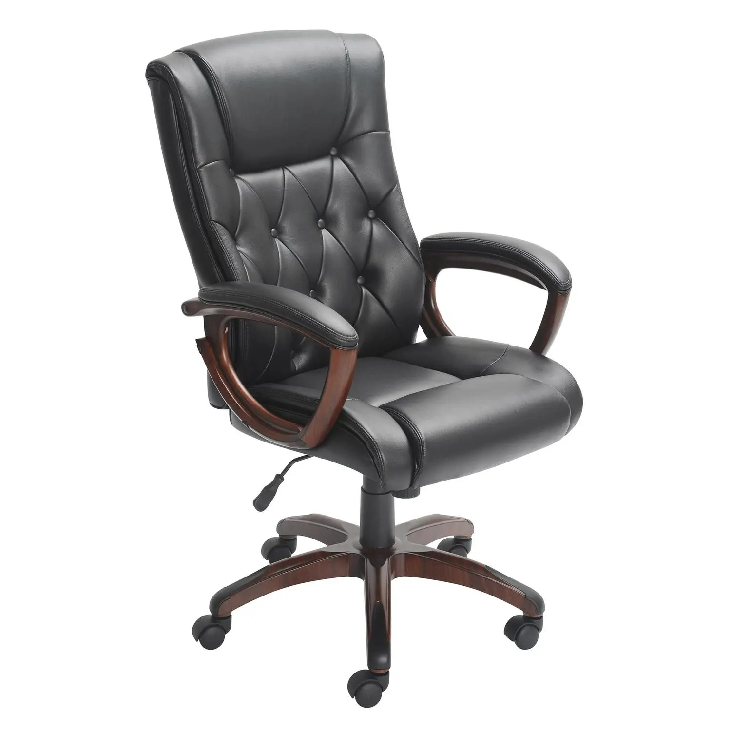 Better Homes and Gardens Executive, Mid-Back Manager's Office Chair with Arms, Black Bonded Leather 2 Better Homes and Gardens Executive, Mid-Back Manager's Office Chair with Arms, Black Bonded Leather - Image 2