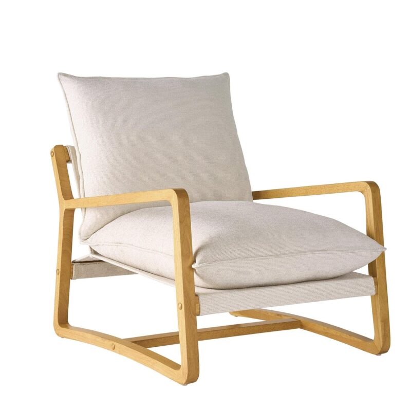 Better Homes and Gardens Wooden Ezra Sling Chair, Cream Linen - Image 2