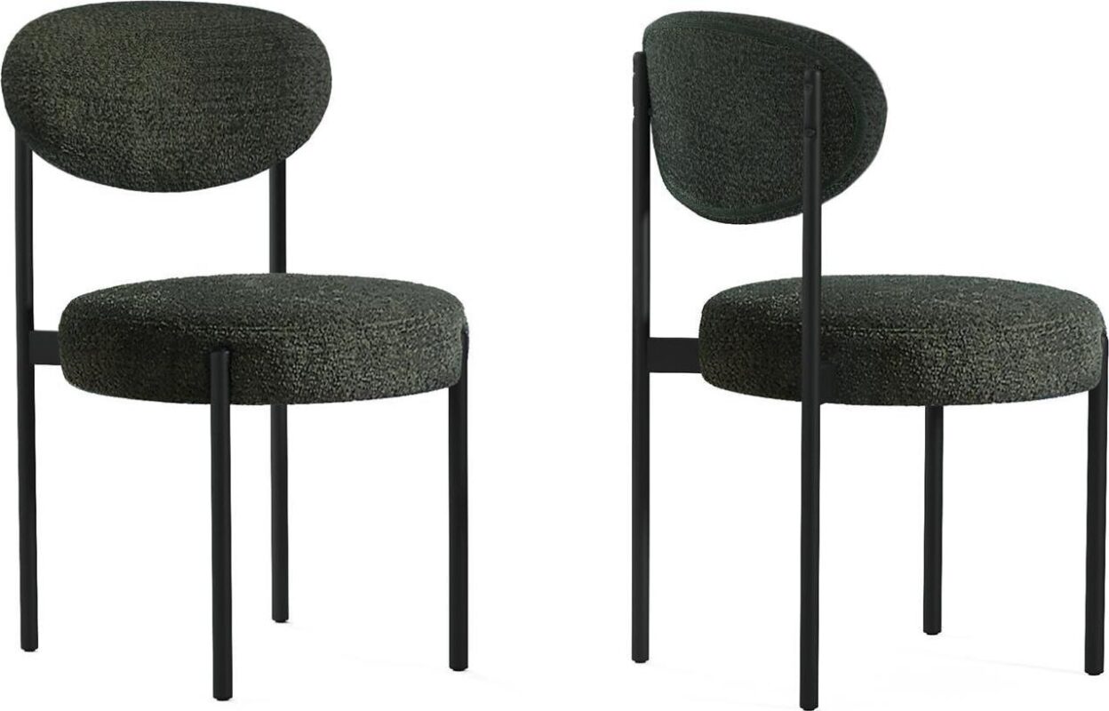 Better Homes and Gardens Boucle Dining Chairs, Olive, 2 Pack - Image 2