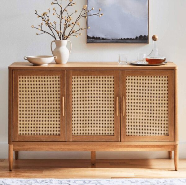 Better Homes and Gardens Springwood Caning Sideboard, Light Honey Finish