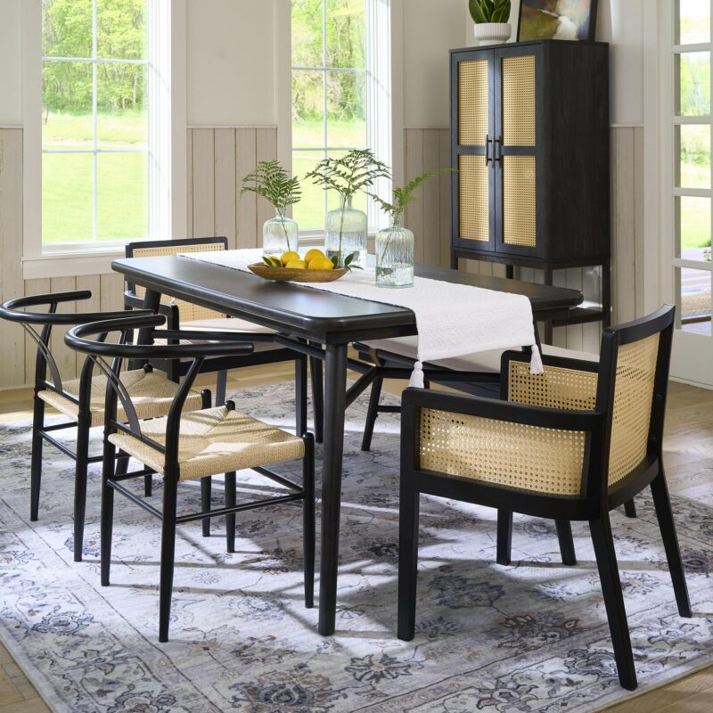 Better Homes and Gardens Springwood Caning Captains Dining Chair 2 Pack, Charcoal Finish - Image 9