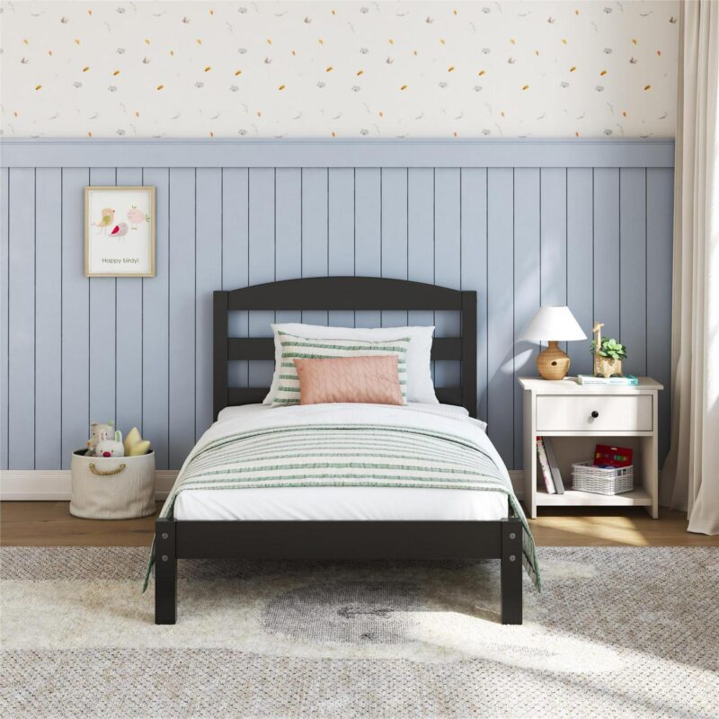 Better Homes and Gardens Leighton Kids Twin Size Bed, Wood Platform Bed Frame, Black - Image 4