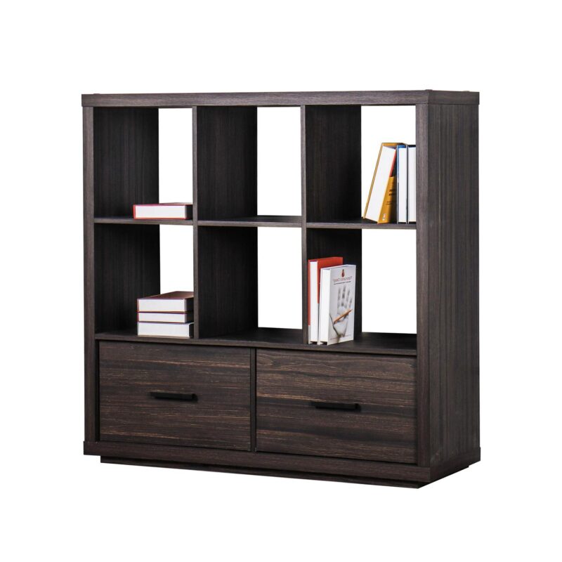 Better Homes and Gardens Steele 6 Cube Storage Bookcase Organizer with Drawers, Tobacco Oak Finish - Image 7