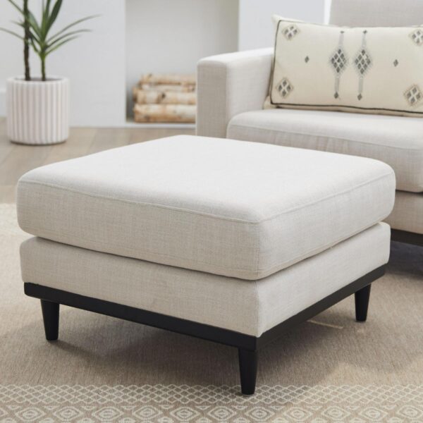 Better Homes and Gardens Springwood Square Wood Frame Ottoman, Charcoal Finish