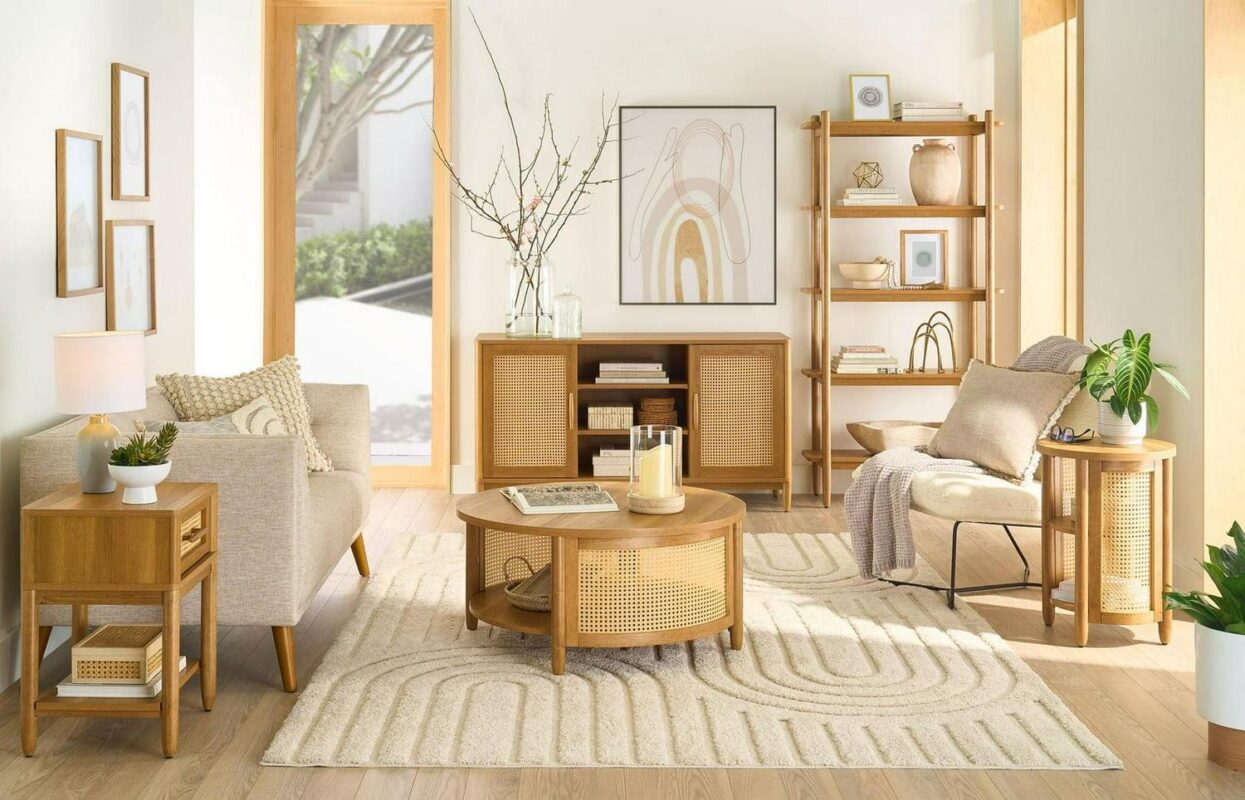 Better Homes and Gardens Springwood Caning Desk, Light Honey Finish - Image 2