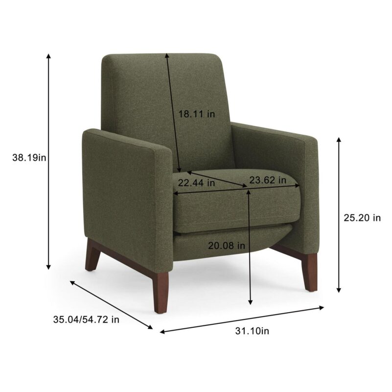 Better Homes and Gardens Reading Push Back Recliner, Olive - Image 3