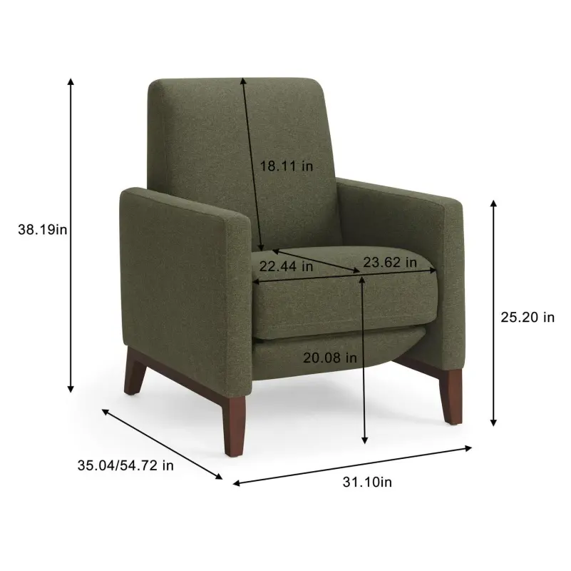 Better Homes and Gardens Reading Push Back Recliner, Olive - Image 3