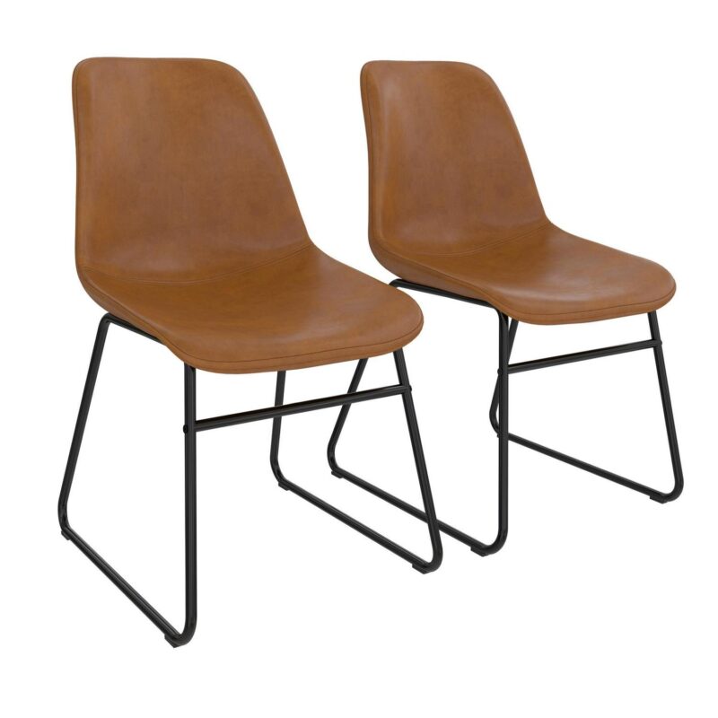 Better Homes and Gardens Scoop Dining Chair, Camel Faux Leather, 2 Pack - Image 5