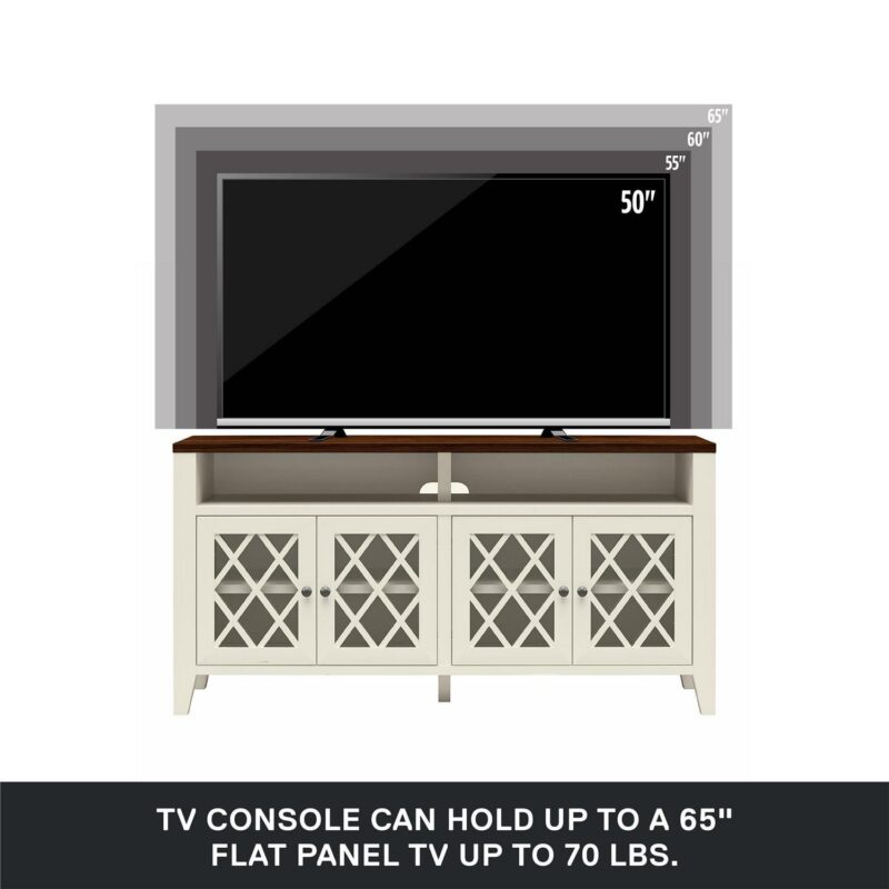 Better Homes and Gardens Trellis TV Stand for TVs up to 65 , Ivory/Walnut - Image 5
