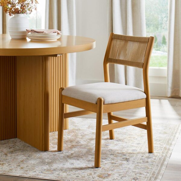 Better Homes and Gardens Lillian Fluted Dining Chairs 2 Pack, Pine and Cream