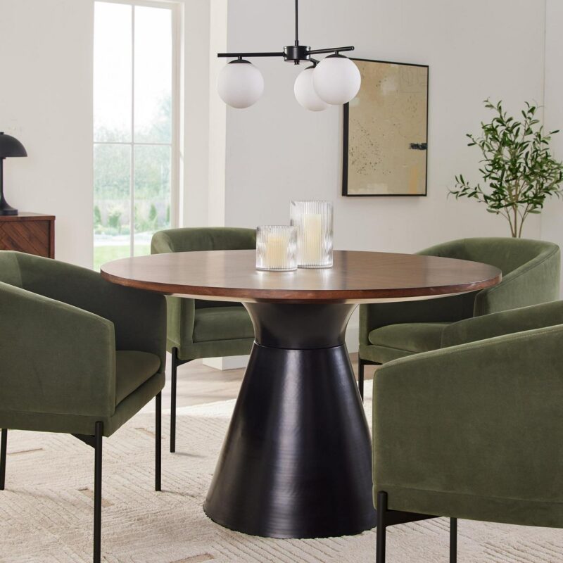 Better Homes and Gardens Wyatt Round Dining Table, Walnut Finish - Image 2