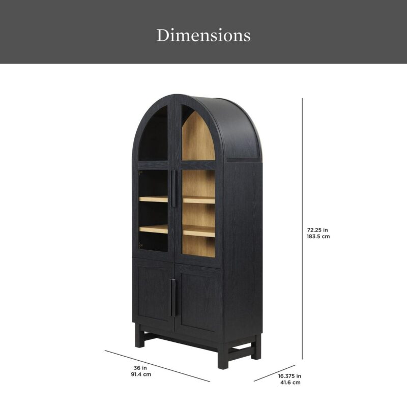 Better Homes and Gardens Juliet Kitchen Rounded Solid Wood Frame Arc Cabinet, Black Finish - Image 3