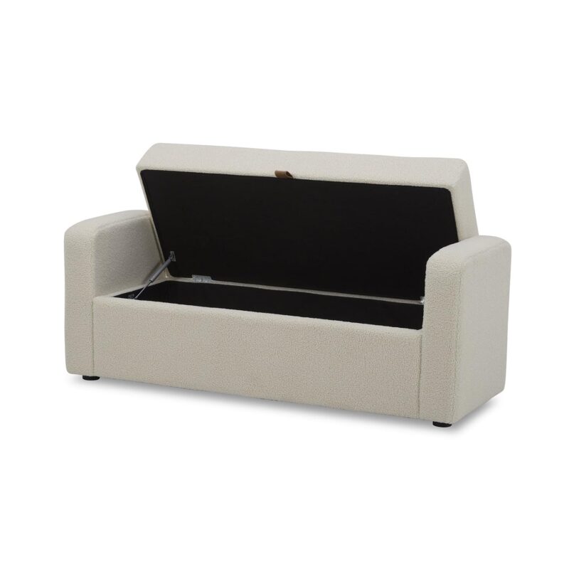 Better Homes and Gardens Springwood 55.12  Storage Bench, Cream - Image 3