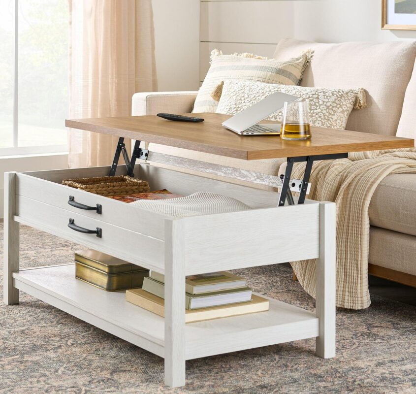 Better Homes and Gardens Modern Farmhouse Coffee Table, Alabaster and Light Honey Finish - Image 10
