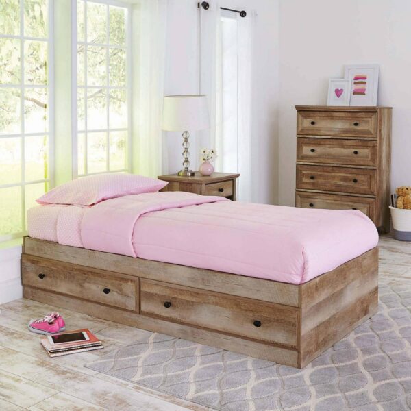 Better Homes and Gardens Crossmill Mates Storage Bed, Twin, Weathered Finish