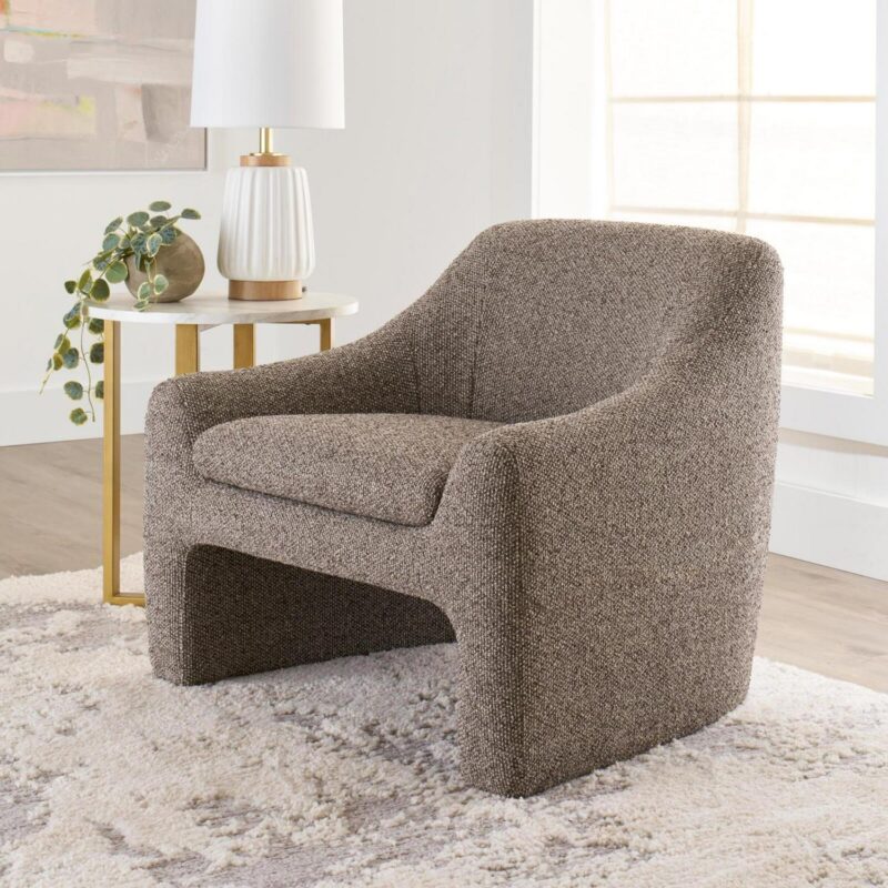 Better Homes and Gardens Emerson Curvy Accent Chair, Truffle Brown Boucle