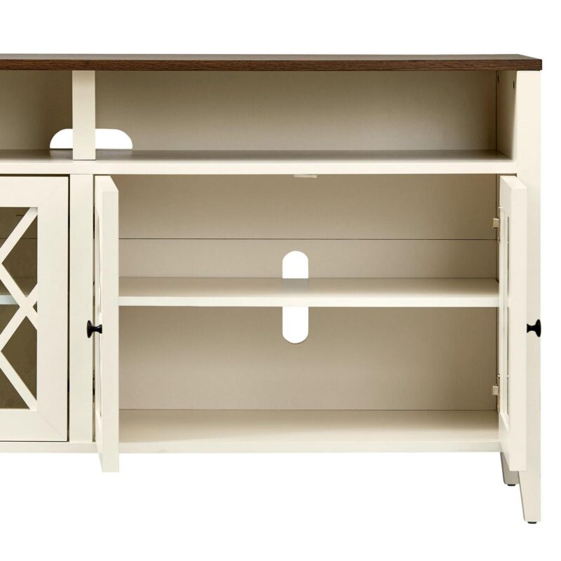Better Homes and Gardens Trellis TV Stand for TVs up to 65 , Ivory/Walnut - Image 6