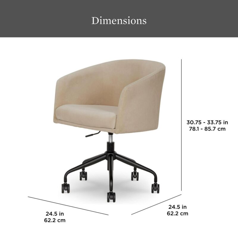 Better Homes and Gardens Wyatt Velvet Office Chair, Beige - Image 3