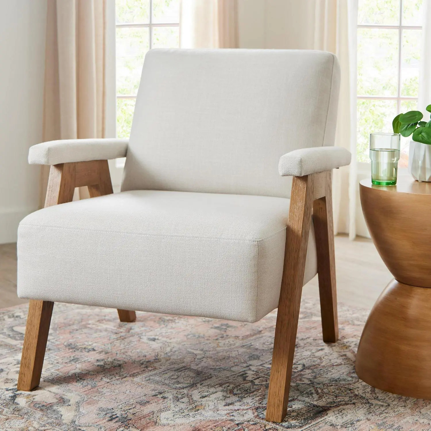 Better Homes and Gardens Ezra Accent Chair, Living Room, Cream 1 Better Homes and Gardens Ezra Accent Chair, Living Room, Cream