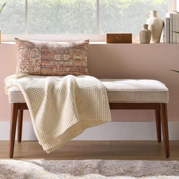 Better Homes and Gardens Colton 44  Upholstered Accent Bench, Cream