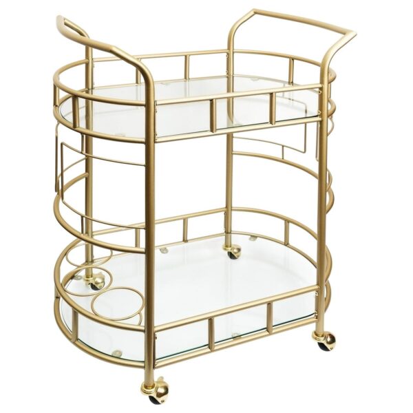 Better Homes and Gardens Fitzgerald Bar Cart with Matte Gold Metal Finish, 2-Tiers