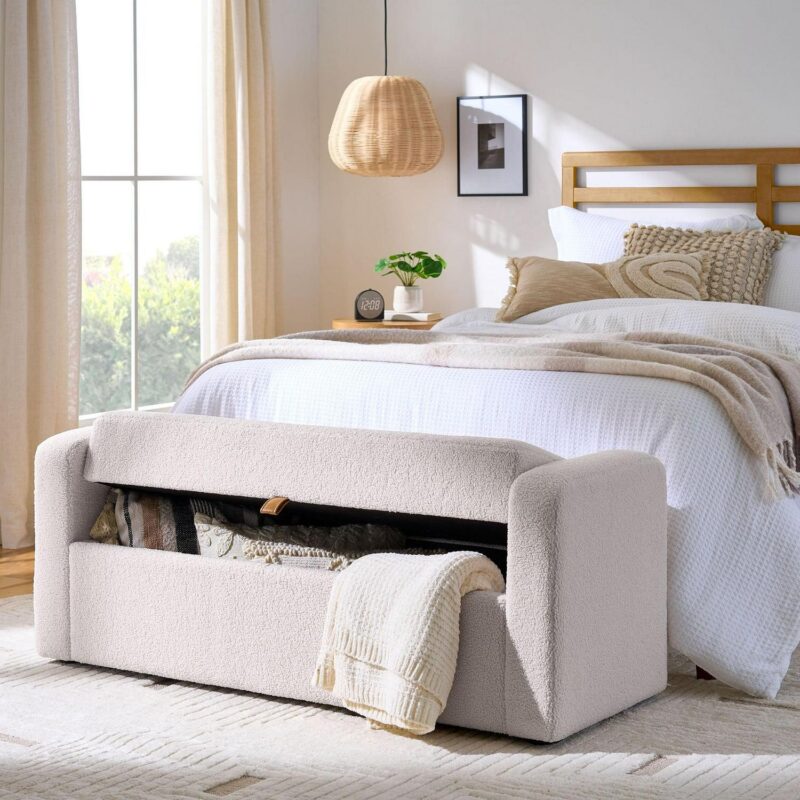 Better Homes and Gardens Springwood 55.12  Storage Bench, Cream - Image 10