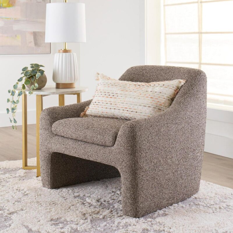 Better Homes and Gardens Emerson Curvy Accent Chair, Truffle Brown Boucle - Image 2