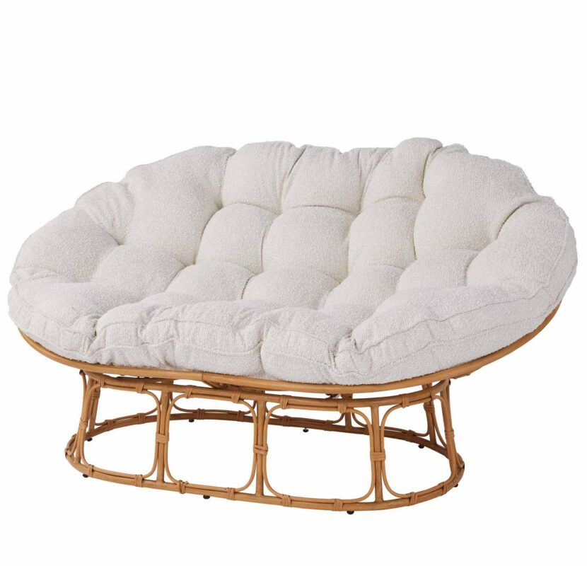 Better Homes and Gardens Double Papasan Chair, Cream Boucle - Image 2