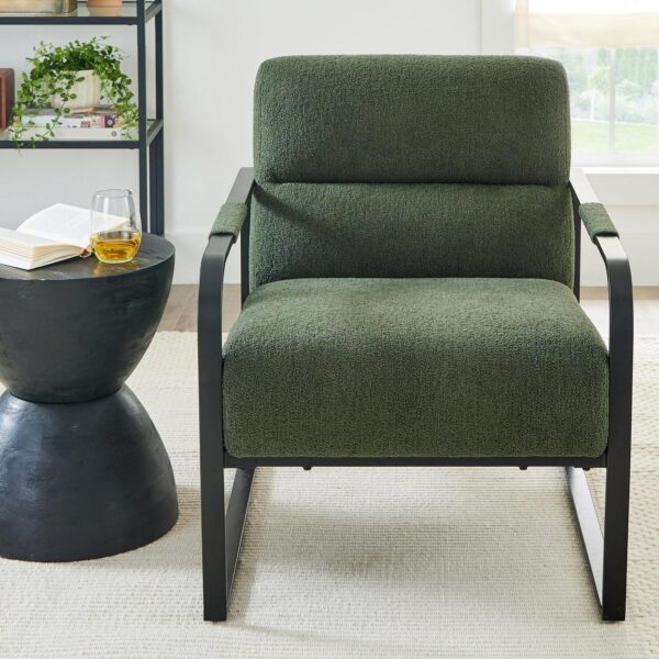 Better Homes and Gardens Wyatt Accent Chair, Olive Green BouclA(C)