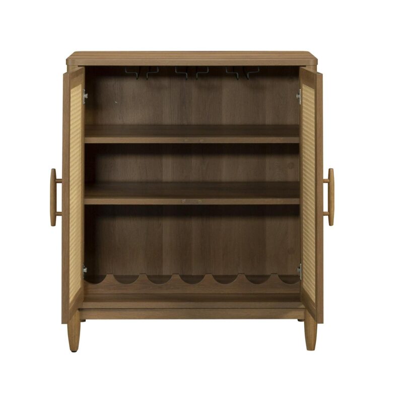 Better Homes and Gardens Springwood Caning Bar Cabinet, Light Honey Finish - Image 8