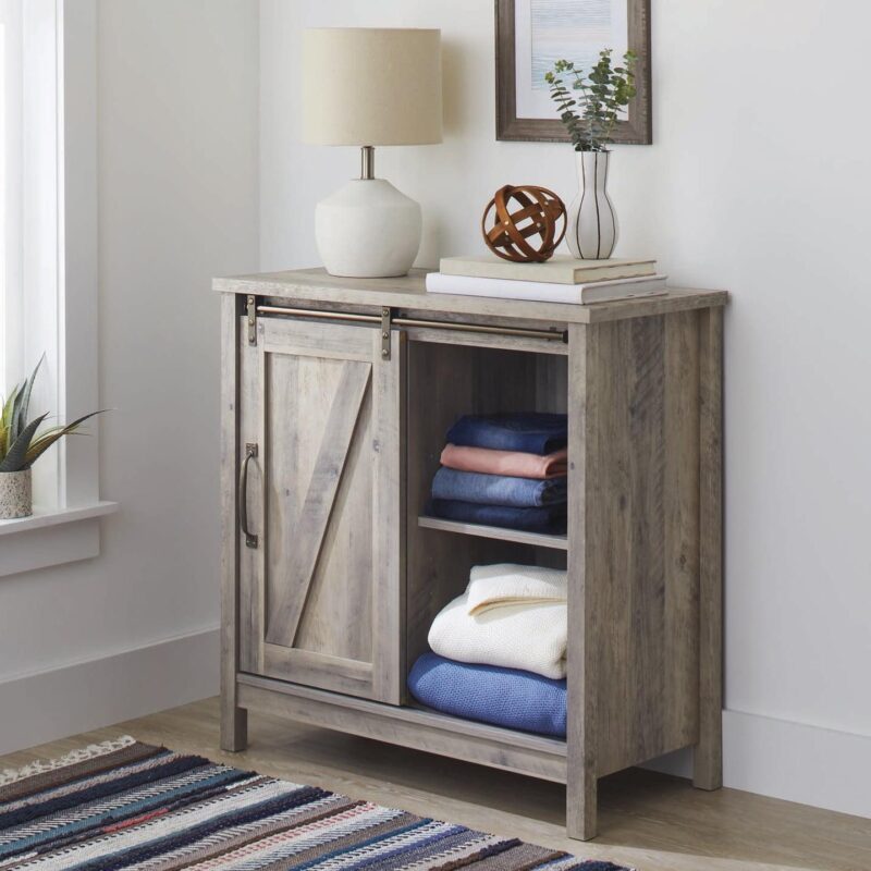 Better Homes and Gardens Modern Farmhouse Accent Storage Cabinet, Rustic Gray Finish - Image 6