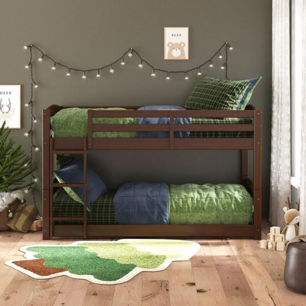 Better Homes and Gardens Tristan Twin-over-Twin Convertible Floor Bunk Bed, Mocha