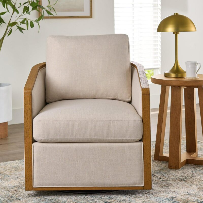 Better Homes and Gardens Windsor Swivel Accent Chair, Cream - Image 7