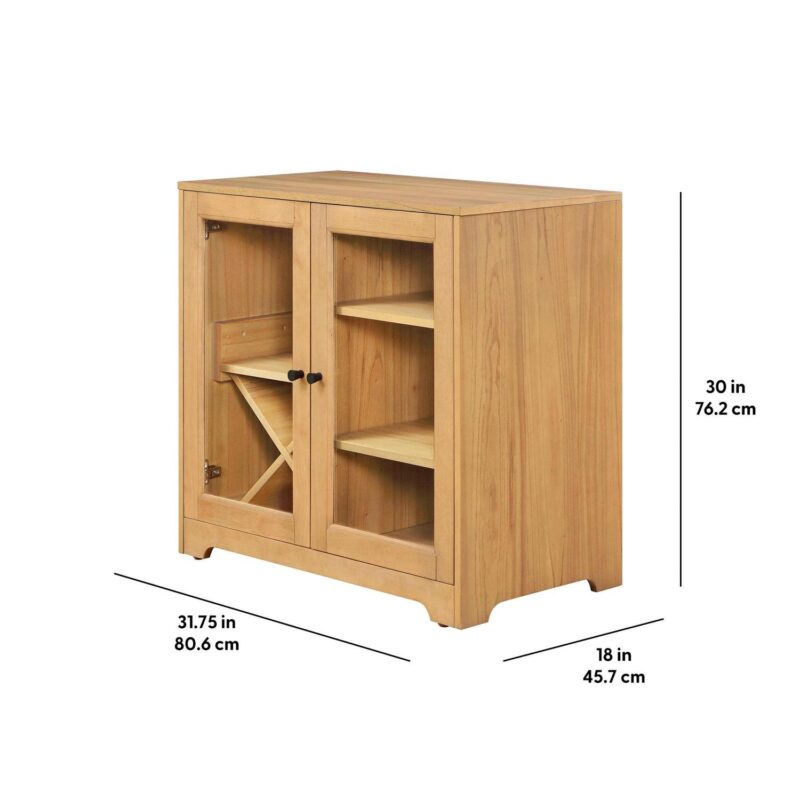 Better Homes and Gardens Aster Bar Cabinet with Solid Wood Frame, Natural Oak finish, by Dave and Jenny Marrs - Image 3