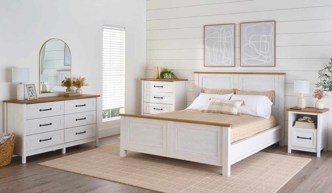 Better Homes and Gardens Modern Farmhouse Nightstand with USB, Alabaster and Light Honey Finish - Image 7