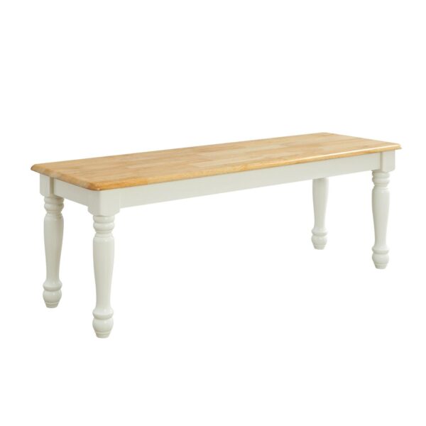 Better Homes and Gardens Autumn Lane Farmhouse Solid Wood Dining Bench, White and Natural Finish