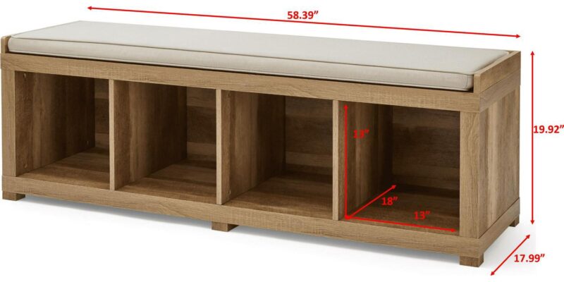 Better Homes and Gardens 4-Cube Shoe Storage 58.39  Bench, Weathered - Image 6