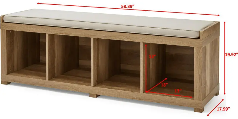 Better Homes and Gardens 4-Cube Shoe Storage 58.39  Bench, Weathered - Image 6