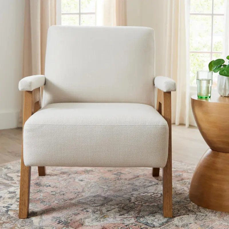 Better Homes and Gardens Ezra Accent Chair, Living Room, Cream - Image 2