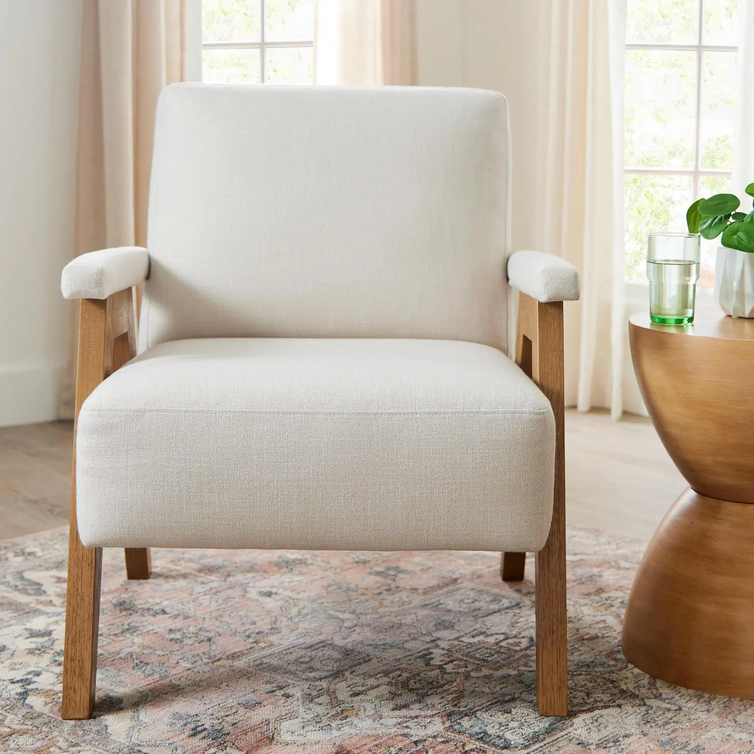 Better Homes and Gardens Ezra Accent Chair, Living Room, Cream 2 Better Homes and Gardens Ezra Accent Chair, Living Room, Cream - Image 2