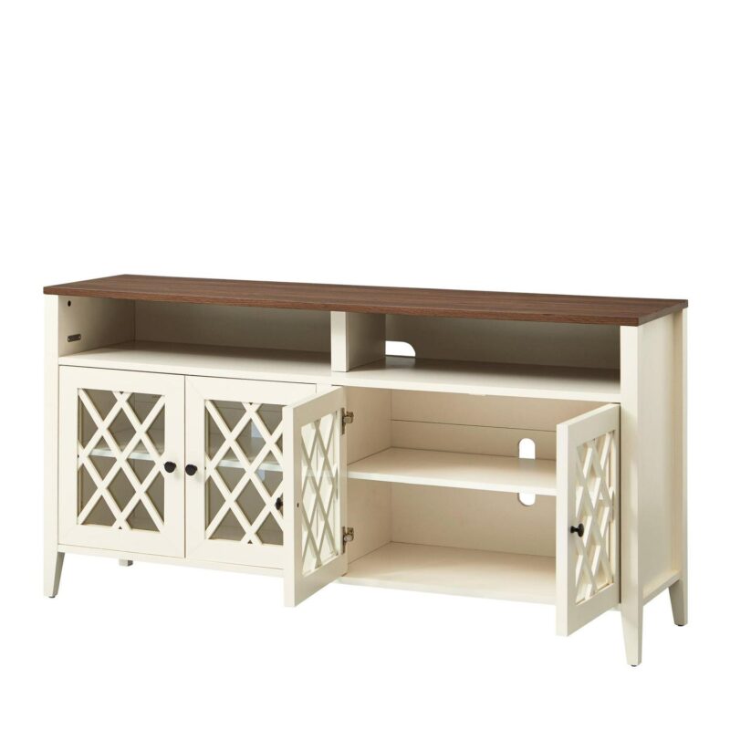 Better Homes and Gardens Trellis TV Stand for TVs up to 65 , Ivory/Walnut - Image 4