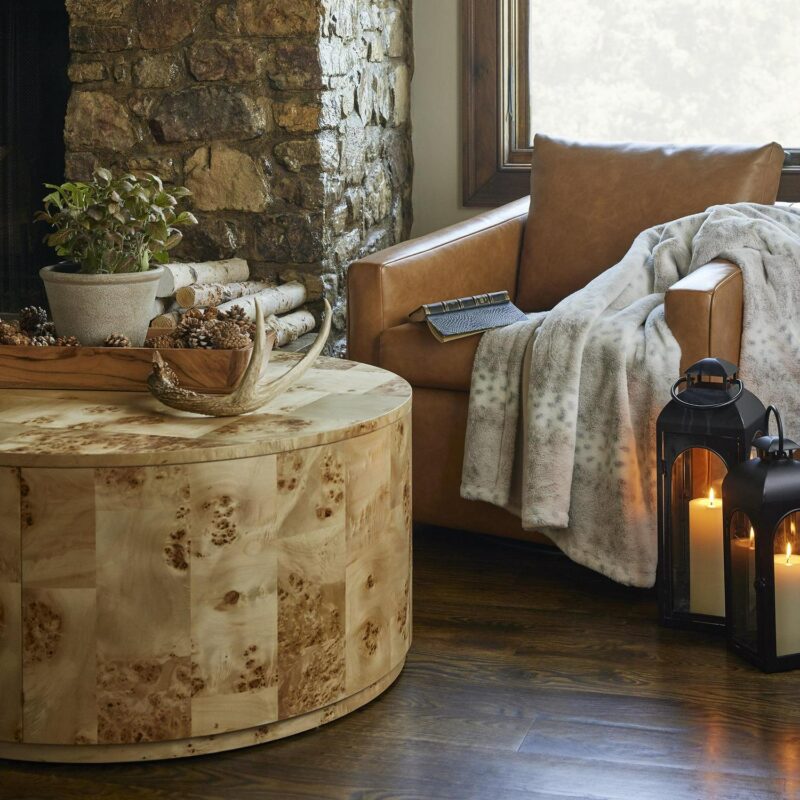 Better Homes and Gardens Burlwood Round Coffee Table, Light Burl Wood Veneer - Image 2