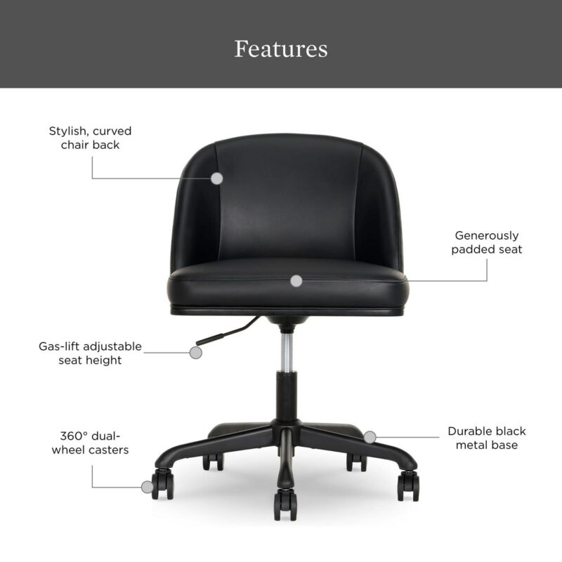 Better Homes and Gardens Oaklee Office Chair, Black and Charcoal Finish - Image 2