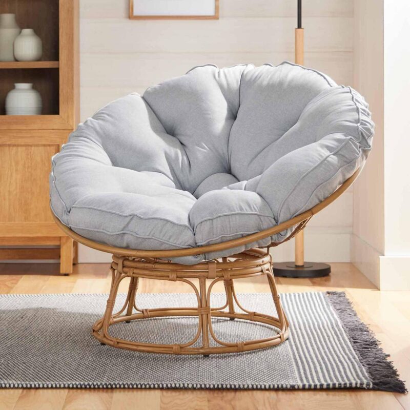 Better Homes and Gardens Papasan Chair, Grey Linen - Image 4