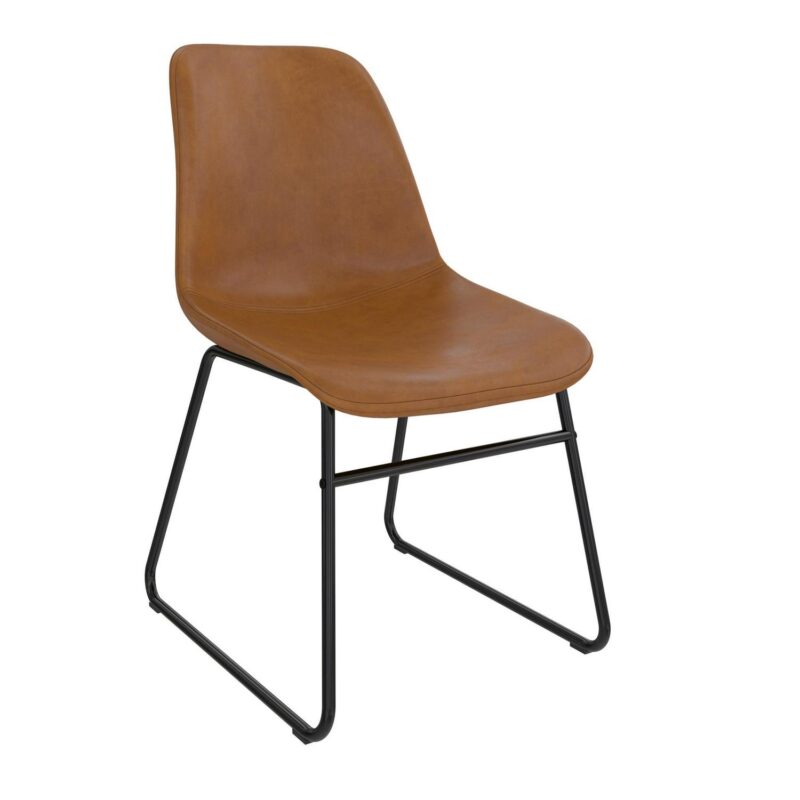 Better Homes and Gardens Scoop Dining Chair, Camel Faux Leather, 2 Pack - Image 6