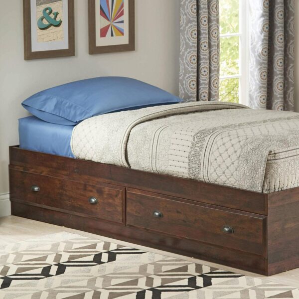 Better Homes and Gardens Leighton Mates Kid's Storage Bed, Twin, Rustic Cherry