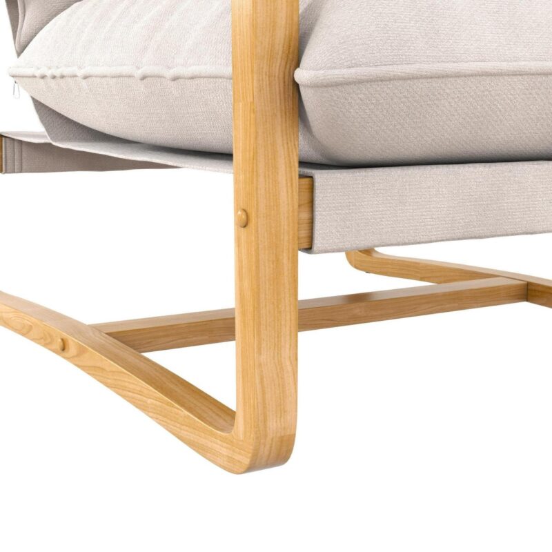 Better Homes and Gardens Wooden Ezra Sling Chair, Cream Linen - Image 11