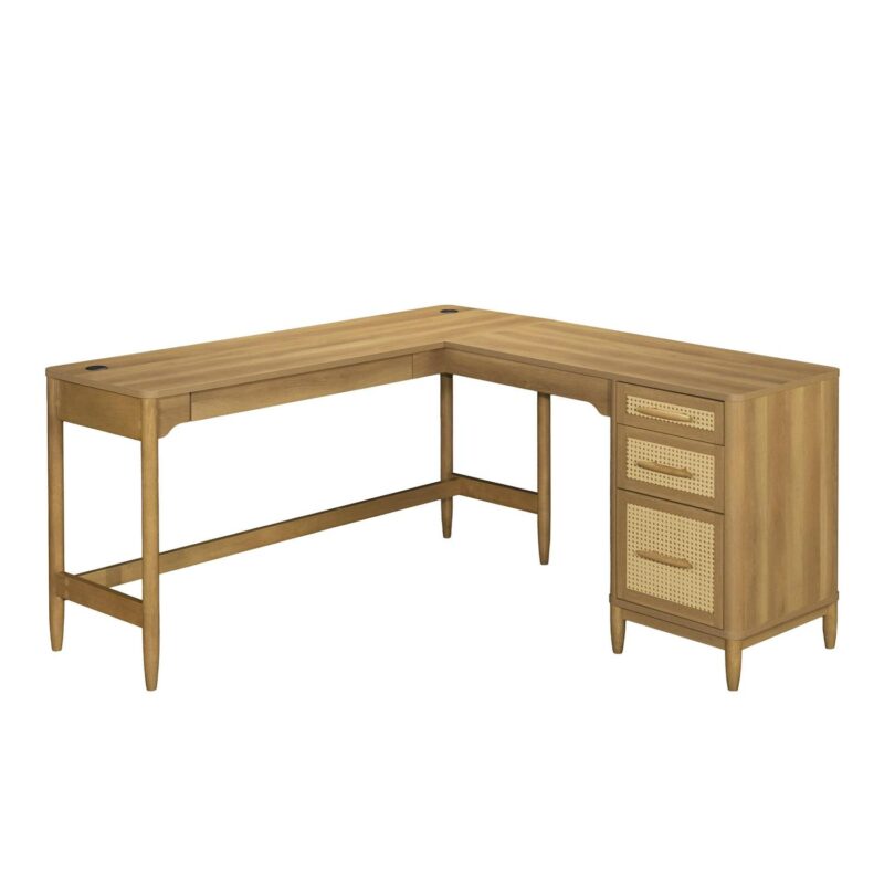 Better Homes and Gardens Springwood L-Shape Desk, Light Honey Finish - Image 2