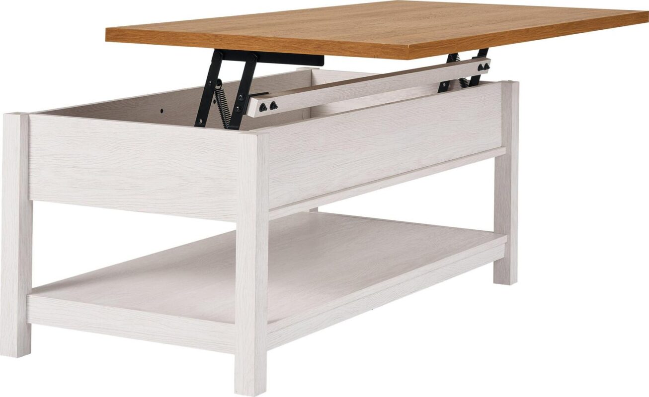 Better Homes and Gardens Modern Farmhouse Coffee Table, Alabaster and Light Honey Finish - Image 5