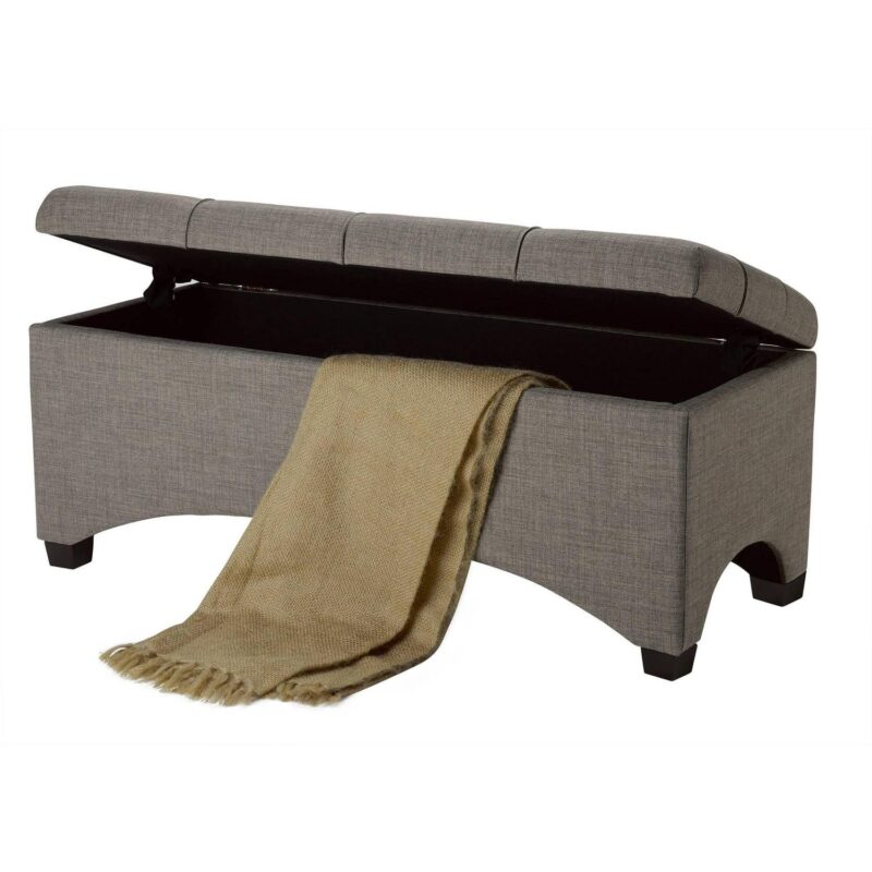Better Homes and Gardens Pintucked 42  Storage Bench, Taupe - Image 4